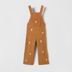 Zara Embroidered Knit Overalls